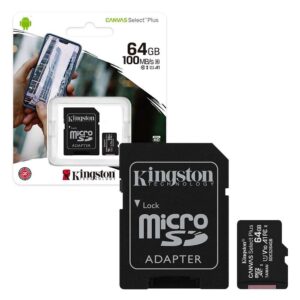 Kingston Canvas Select 64GB microSDHC Flash Memory Card with Adapter - Class 10 - UHS-I 80MB/s Read