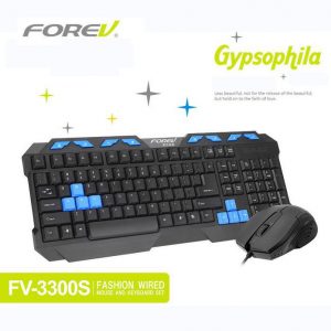 FOREV FV-3300S Wired Mouse and Keyboard Kit,  Photoelectric Mouse, Multimedia USB Office Game Waterproof Home لوحة مفاتيح وماوس ضد المياه