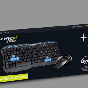 FOREV FV-3300S Wired Mouse and Keyboard Kit,  Photoelectric Mouse, Multimedia USB Office Game Waterproof Home لوحة مفاتيح وماوس ضد المياه