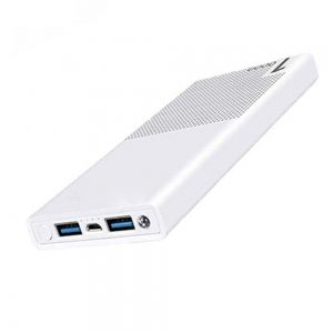 Extra Slim Power Bank 10000 mAh with Two USB Ports - White باور بانك