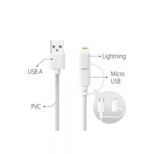 Avantree USB to Cable iPhone (Lightning) & Micro USB Connectors - 2 in 1 Cable كابل شحن موبايل 2 فى 1 ميكرو + ايفون