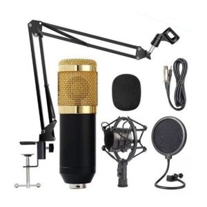 GIGAMAX BM-800 Condenser Sound Recording Microphone with Shock Mount for Radio Braodcasting Singing Black
