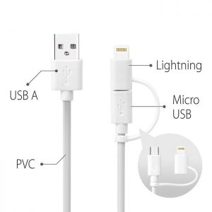 Avantree USB to Cable iPhone (Lightning) & Micro USB Connectors - 2 in 1 Cable