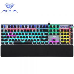 AULA F2088 Gaming Mechanical Keyboard - Red Switches - English Layout - Anti-ghosting - Magnetic Hand Rest