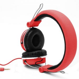 L'avvento (HP06) Headphone Stereo Golden Plug With 40mm Speaker Driver - 1.5M - Red
