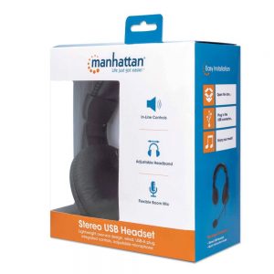 Manhattan 179881 Stereo USB Headset Wired Lightweight Over-ear - Black ( HP357)