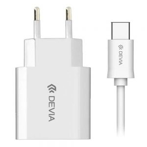 Devia Smart Series EU Charger Suit 2.1A with Type-C USB Cable - White