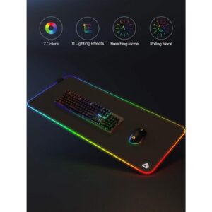 AUKEY RGB Gaming Mouse Pad, Water-Resistant with 11 LED Lighting Effects, Smooth Surface and Non-Slip Rubber Base 35.4” x 15.75” x 0.15”