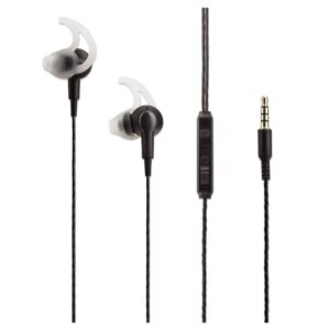 Manhattan hp717 In-Ear Sport Wired Headphones with Built-in Microphone - noise-isolating Earphone - Black