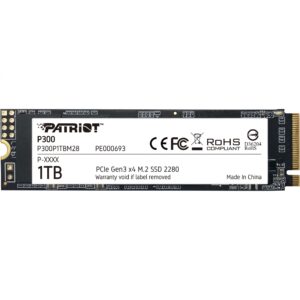 Patriot P300 M.2 2280 1TB PCIe Gen3 x4, NVMe 1.3 Internal Solid State Drive (SSD)