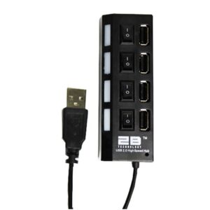2B (US178) USB 2.0 Hub 4 ports each with separate switch - Black