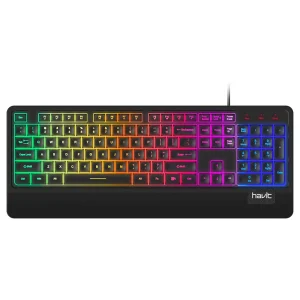 HAVIT KB488L Keyboard 104 Keys with Rainbow Backlit & Wrist Rest