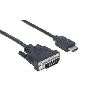 Manhattan HDMI Cable HDMI Male to DVI-D 24+1Male Dual Link - 372503 - Black