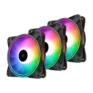 DeepCool CF120 Plus 3in1 PC Fans 3 Packs 120mm 1800RPM PWM Case Fans ARGB Aura SYNC 52.5CFM Computer Cooling Fans Quiet Under 28.8dB(A) High Performance for ATX/MATX PC Cases, Black