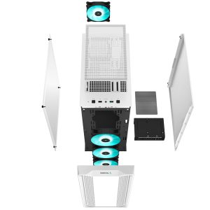 DeepCool CC560 WH Mid-Tower Case in White-4fan rgb