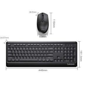 Lenovo Original KN102 Light and Thin Wireless Keyboard and Mouse-Black