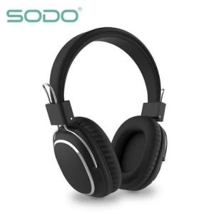 Sodo wireless Bluetooth headphone sd-1004 with leather material & Tf card reader - Black