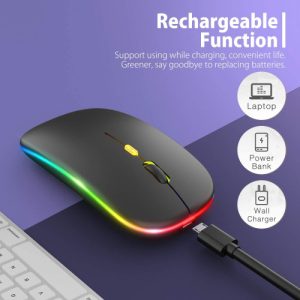 HP W10 Rechargable Bluetooth Rainbow silentclick Wireless Mouse-Black (highcopy)