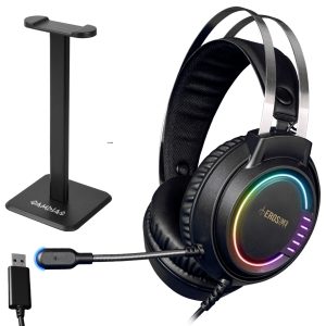 GAMDIAS EROS M3 Elite USB RGB Gaming Headset & Stand For PC | Black