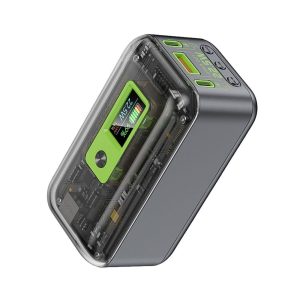 DEVIA Punk Style Digital Power Bank Fast Charging 22.5W two input & three output 10000mAh - Black*Green