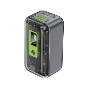 DEVIA Punk Style Digital Power Bank Fast Charging 22.5W two input & three output 10000mAh - Black*Green